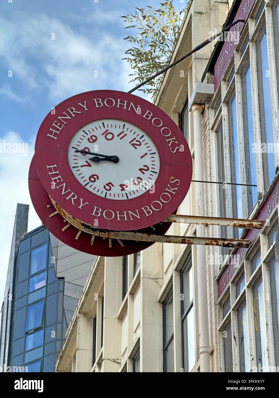 Henry Bohn Books projecting shop sign at the long-established second-hand bookshop on London Road, Liverpool. Stock Photo