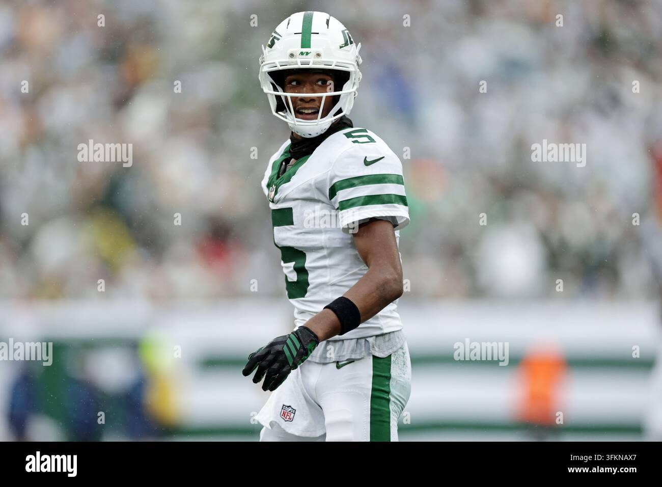 New York Jets Wide Receiver Garrett Wilson 5 Reacts During An NFL New York Jets Wide Receiver Garrett Wilson 5 Reacts During An Nfl Football Game Against The Green Bay Packers In East Rutherford Nj Sunday Sept 20 2026 Ap Photoadam Hunger 3FKNAX7 