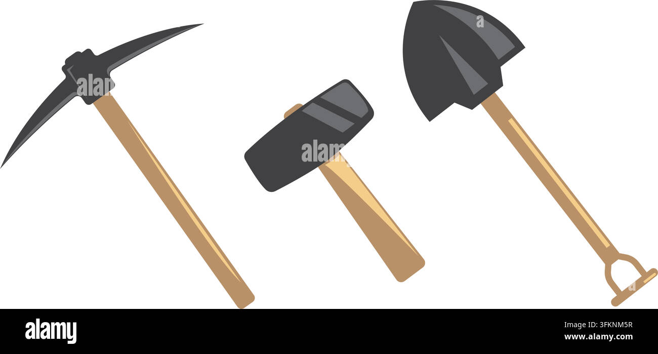 pickaxe,shovel and hummer icon vector element design template web Stock Vector