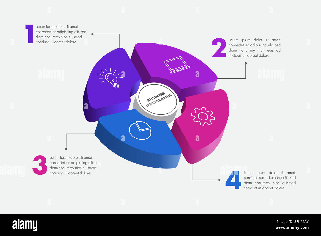 Isometric 4 Step Circular Chart Business Infographic Layout Stock Vector