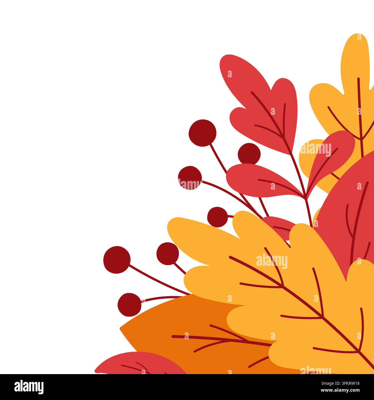 Square autumn frame with golden leaves and berries for text with copy space. Stock Vector
