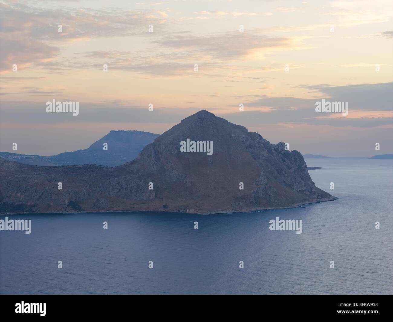 Aerial view of the rugged coastline and cliffs of Riserva Naturale ...