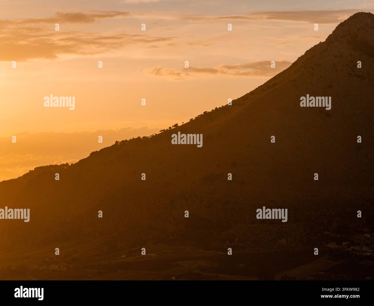 Aerial view of Riserva Naturale Orientata dello Zingaro at sunset with ...