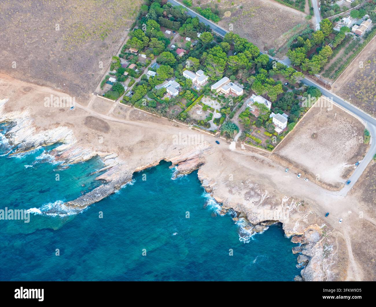 Aerial view of Riserva Naturale Orientata dello Zingaro with coastal ...