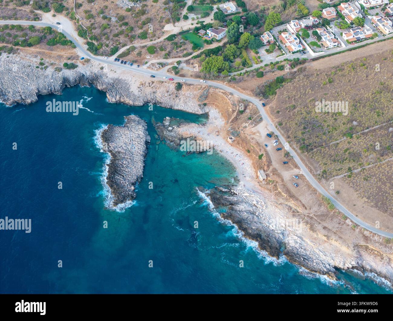 Aerial view of Riserva Naturale Orientata dello Zingaro with turquoise ...