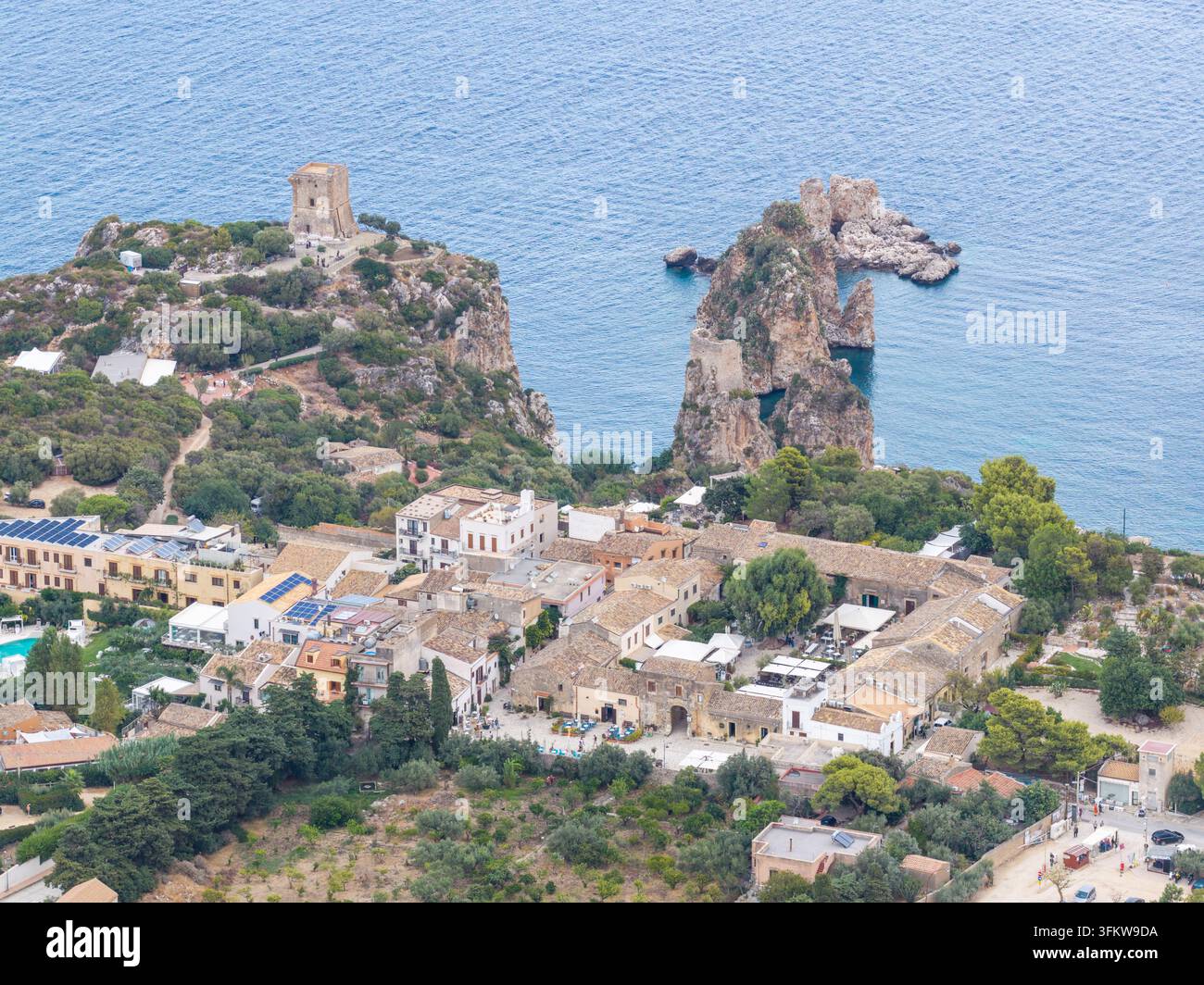 Aerial view of Riserva Naturale Orientata dello Zingaro with historic ...