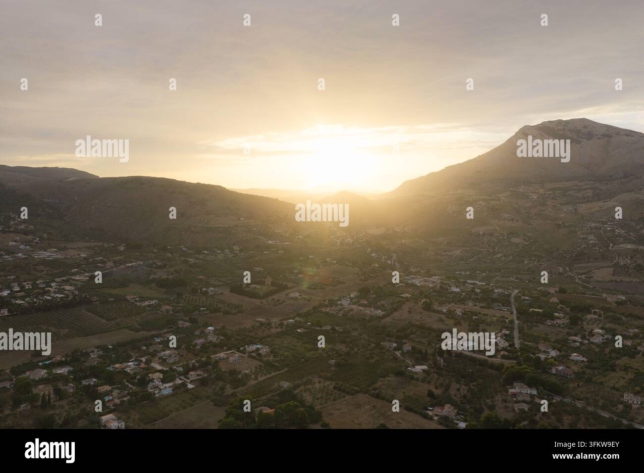 Aerial view of Riserva Naturale Orientata dello Zingaro at sunset with ...