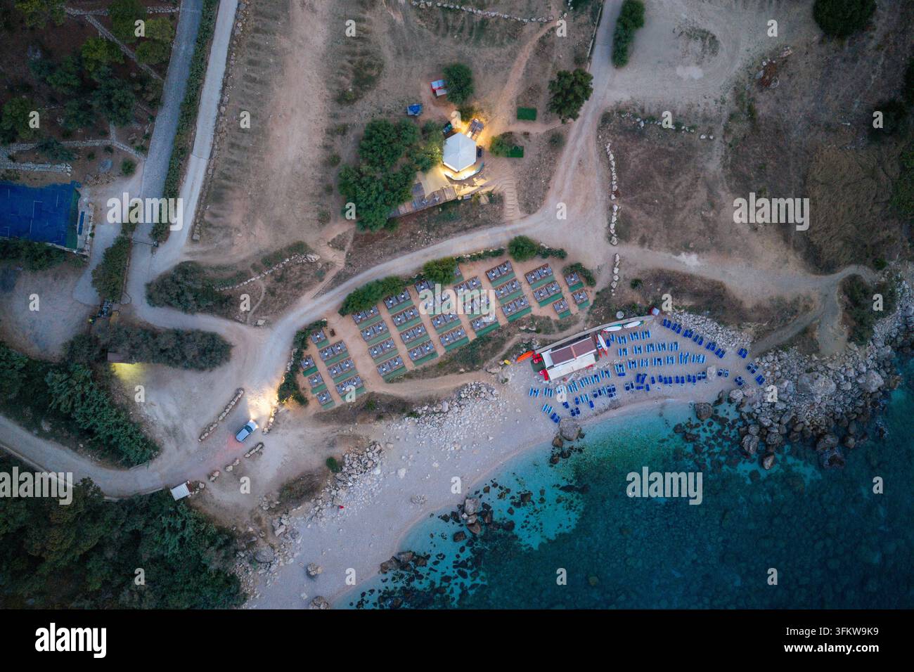 Aerial view of the Riserva Naturale Orientata dello Zingaro with sun ...