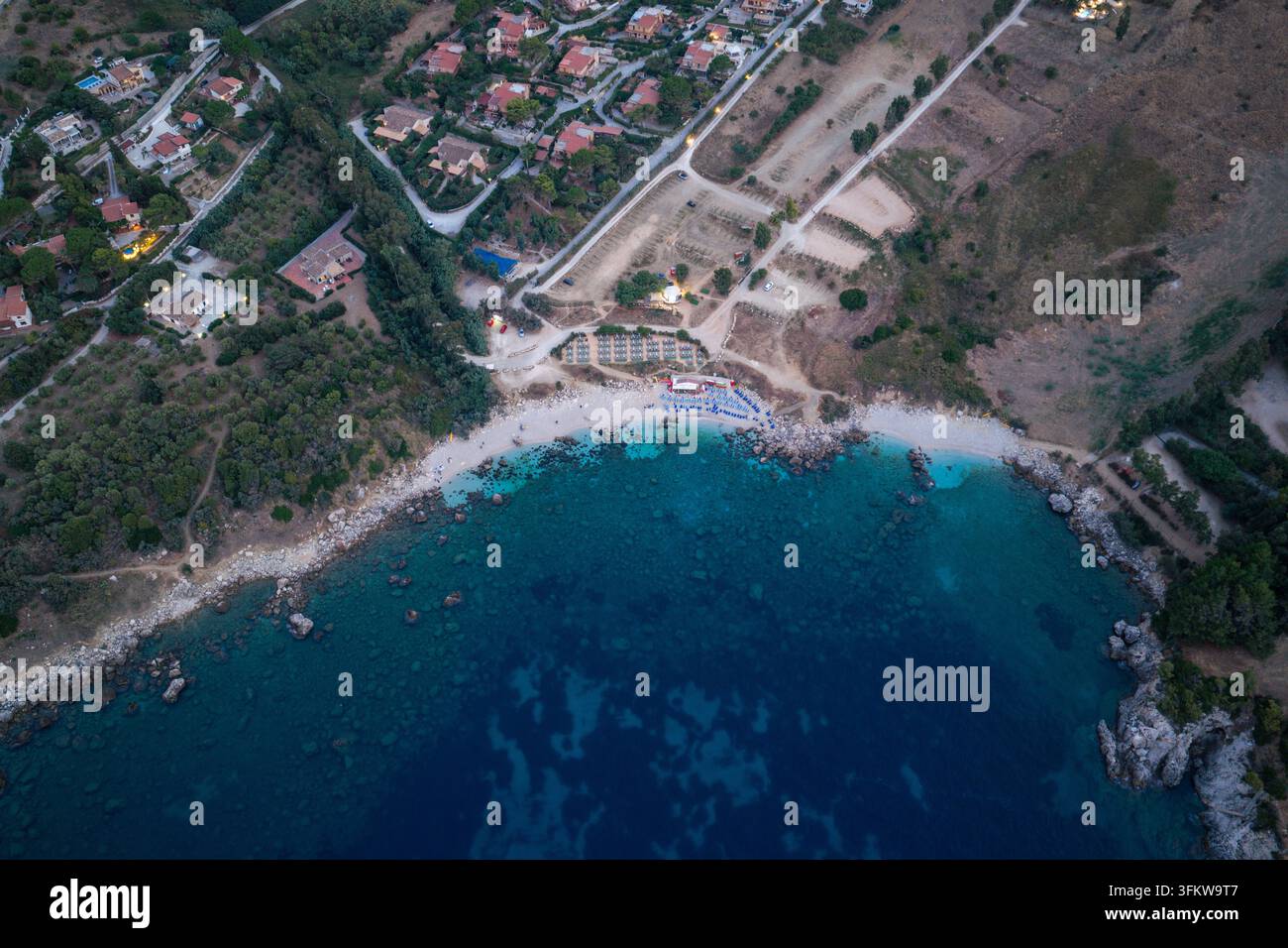 Aerial view of Riserva Naturale Orientata dello Zingaro with turquoise ...