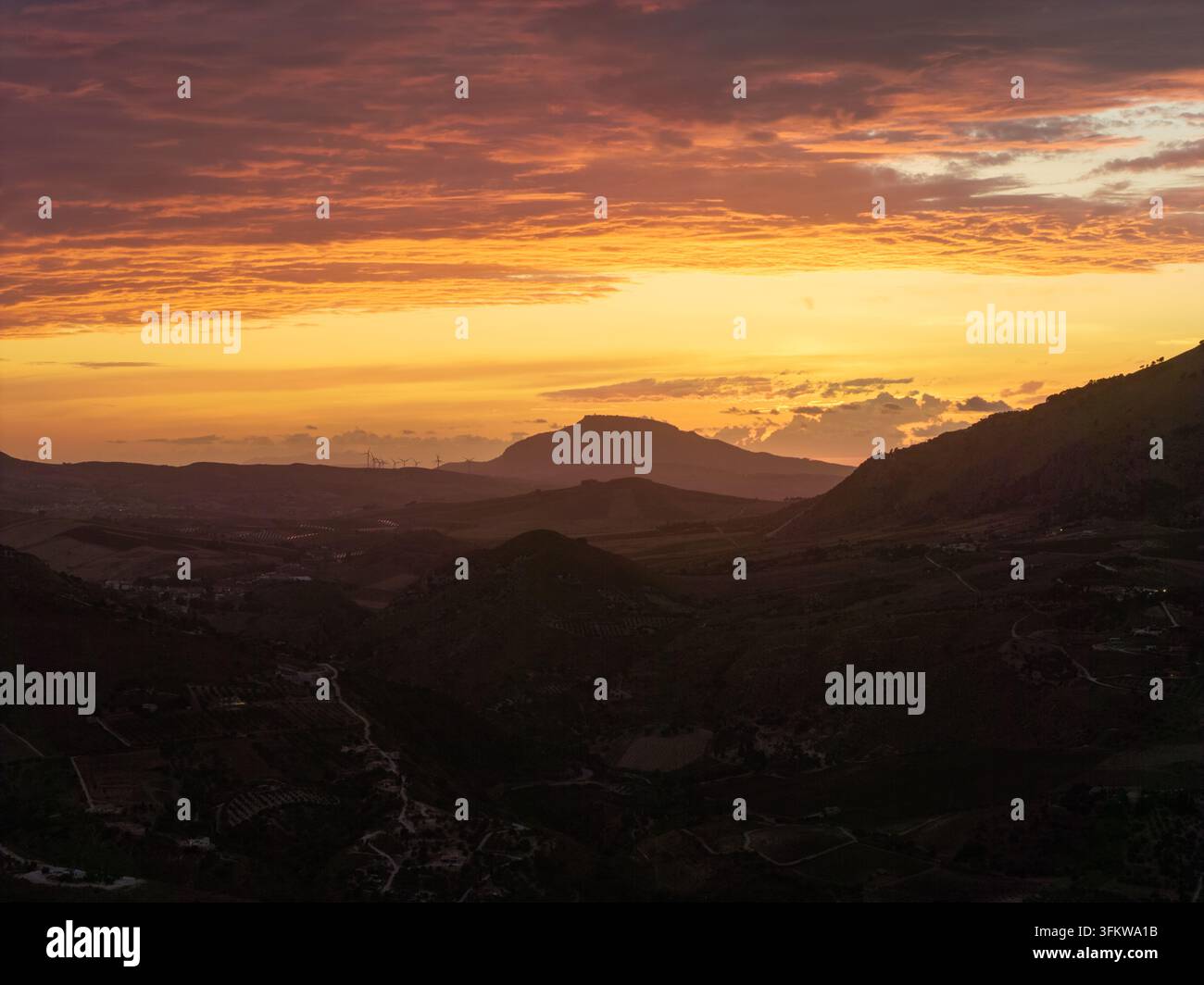 Aerial view of Riserva Naturale Orientata dello Zingaro at sunset with ...
