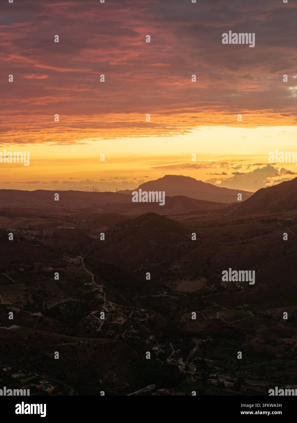 Aerial view of the Riserva Naturale Orientata dello Zingaro at sunset ...