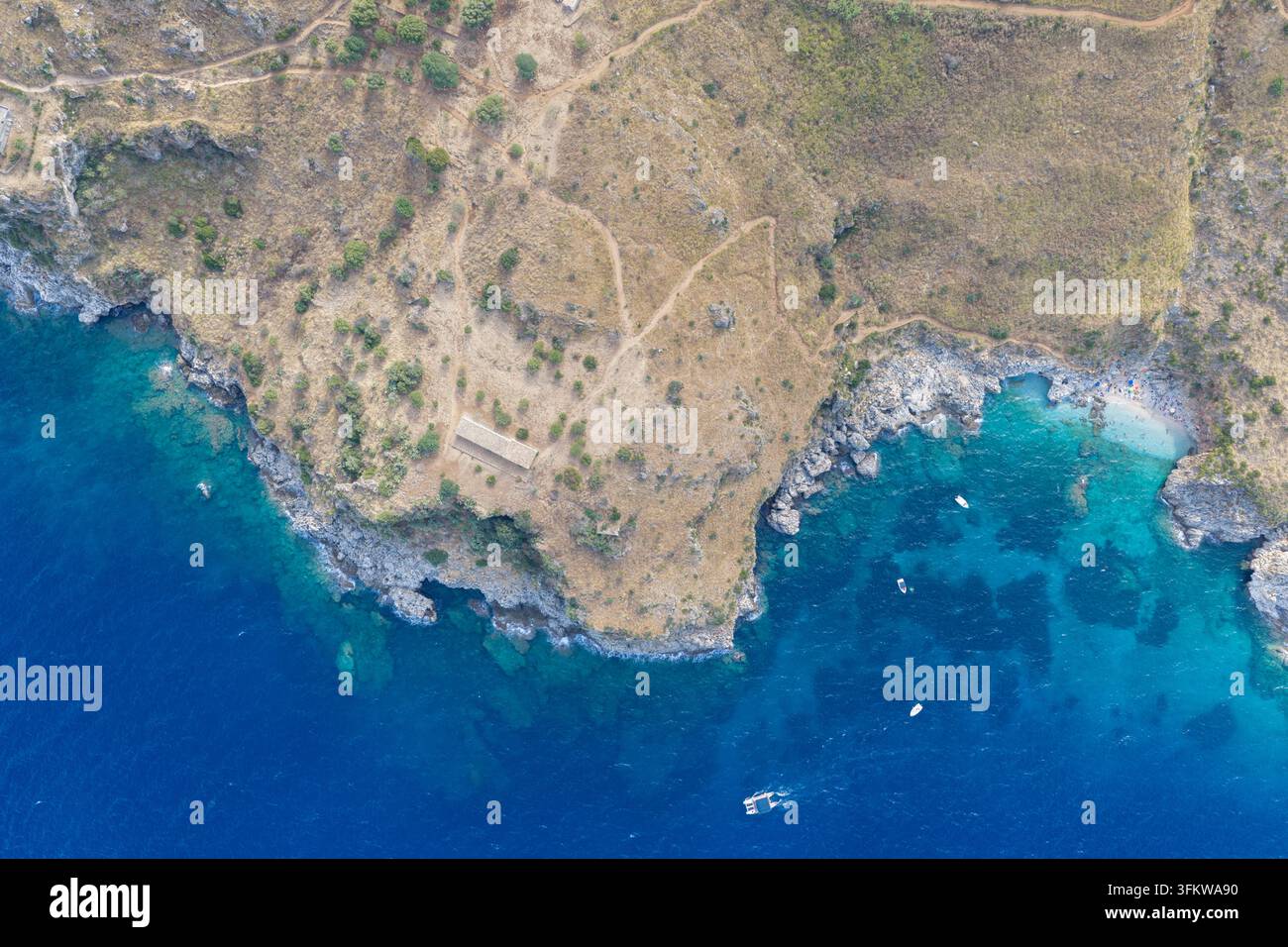 Aerial view of Riserva Naturale Orientata dello Zingaro with rugged ...