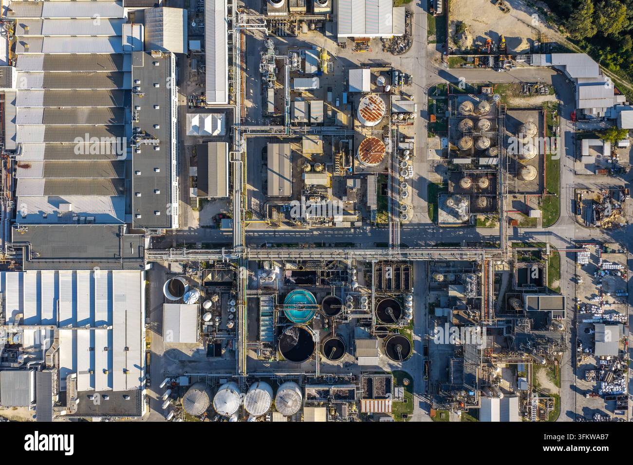 Large Manufacturing Building Aerial view of an industrial plant with large factory buildings ...