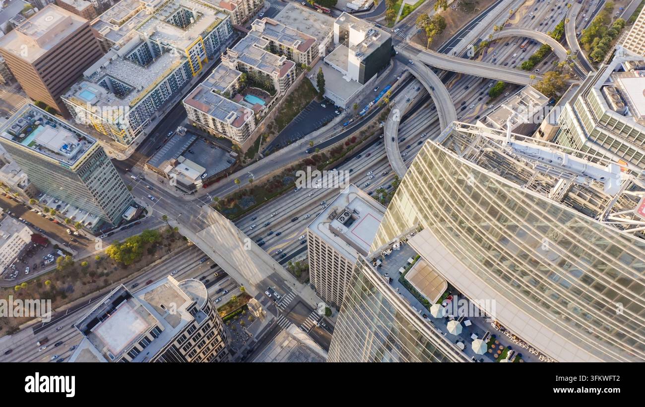 Aerial view of the dense urban landscape featuring modern skyscrapers ...