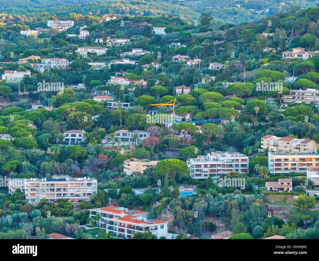 Aerial view of modern residential villas and apartment buildings ...
