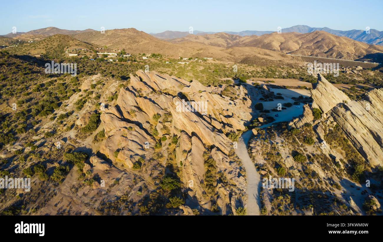 Aerial View Rocks Aerial view of the jagged rock formations at Vasquez Rocks Natural Area ...