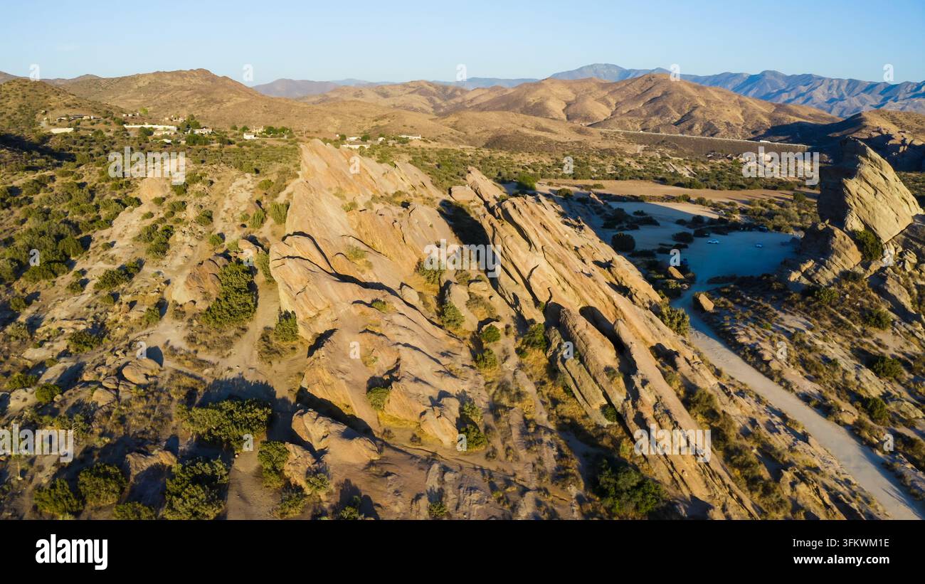 Aerial View Rocks Aerial view of the dramatic rock formations at Vasquez Rocks Natural ...