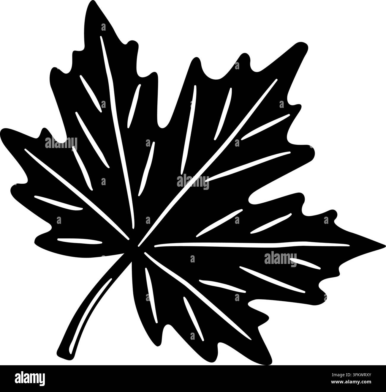 A maple or grape vine leaf icon design doodle in a hand drawn style ...