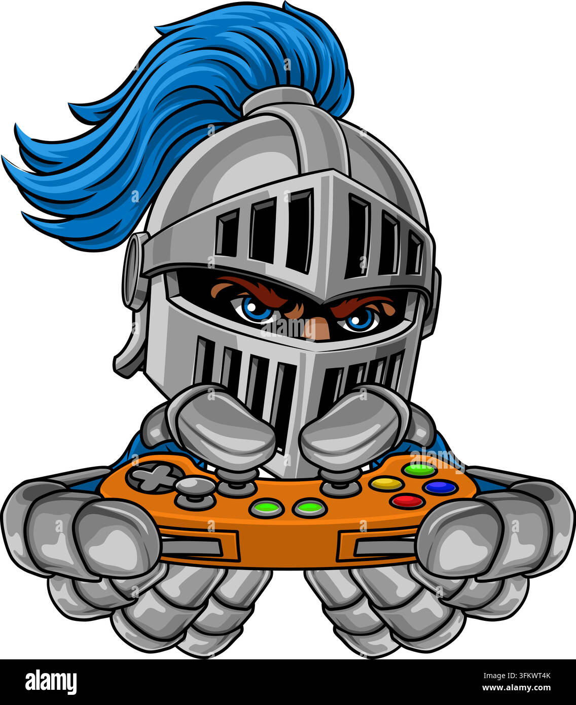 A medieval knight warrior in armour gamer cartoon character sports team ...