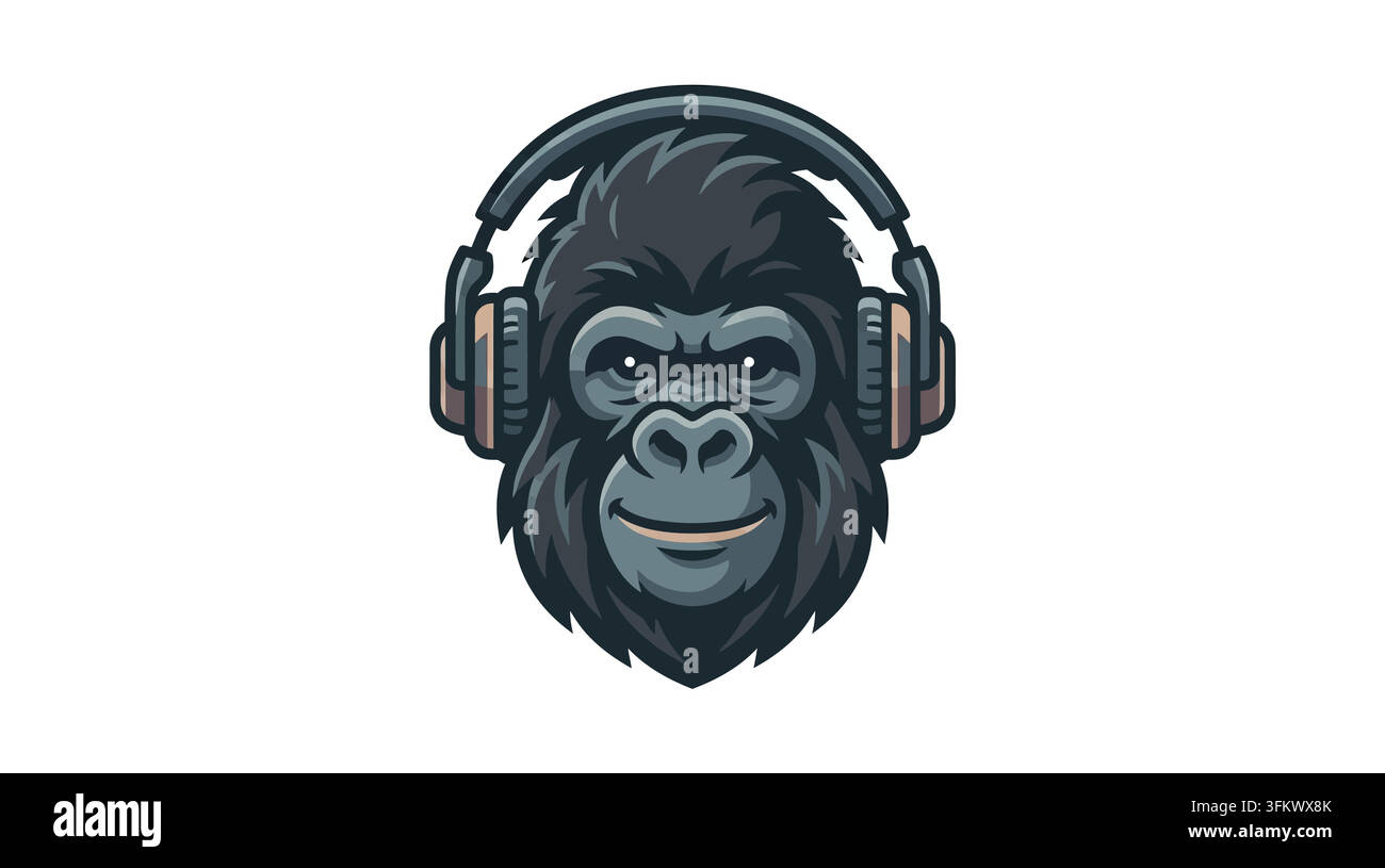 urious gorilla mascot logo vector, aggressive silverback ape esport design Stock Vector