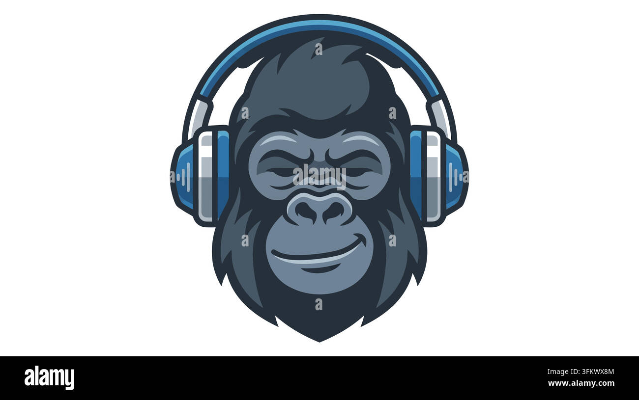 urious gorilla mascot logo vector, aggressive silverback ape esport design Stock Vector
