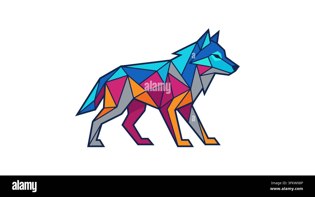 urious wolf mascot logo vector, aggressive alpha werewolf esport design Stock Vector