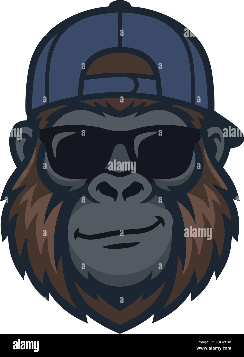 urious gorilla mascot logo vector, aggressive silverback ape esport design Stock Vector