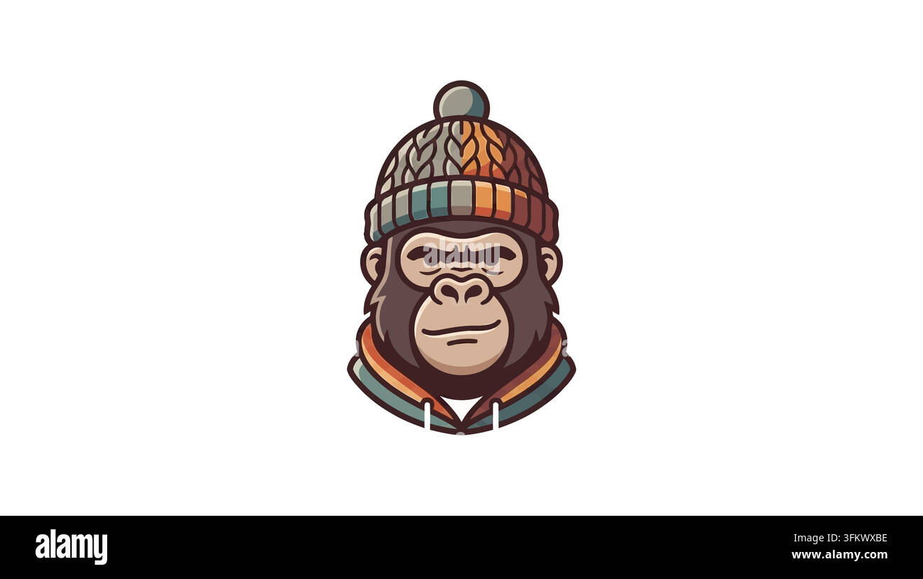 urious gorilla mascot logo vector, aggressive silverback ape esport design Stock Vector
