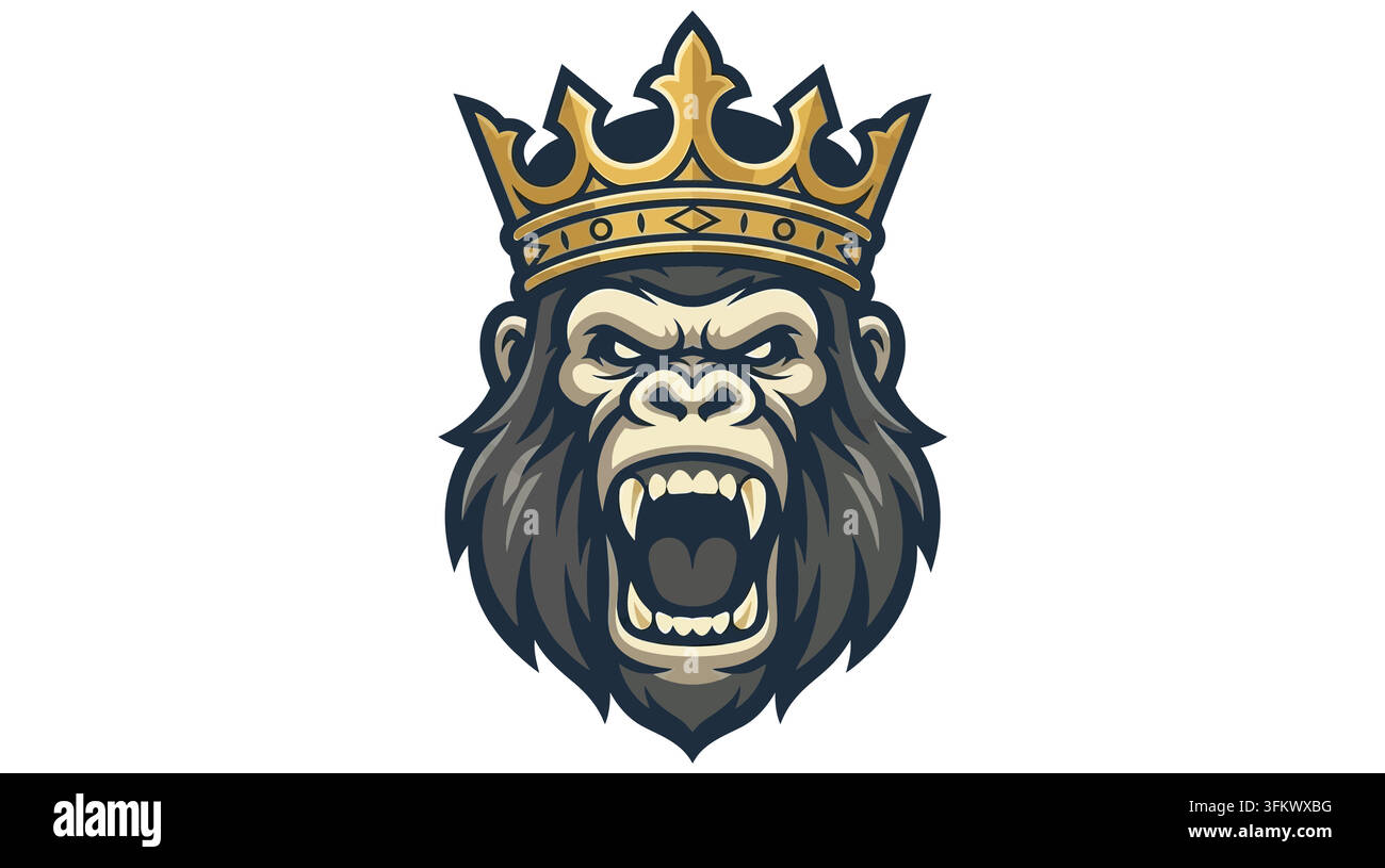 urious gorilla mascot logo vector, aggressive silverback ape esport design Stock Vector