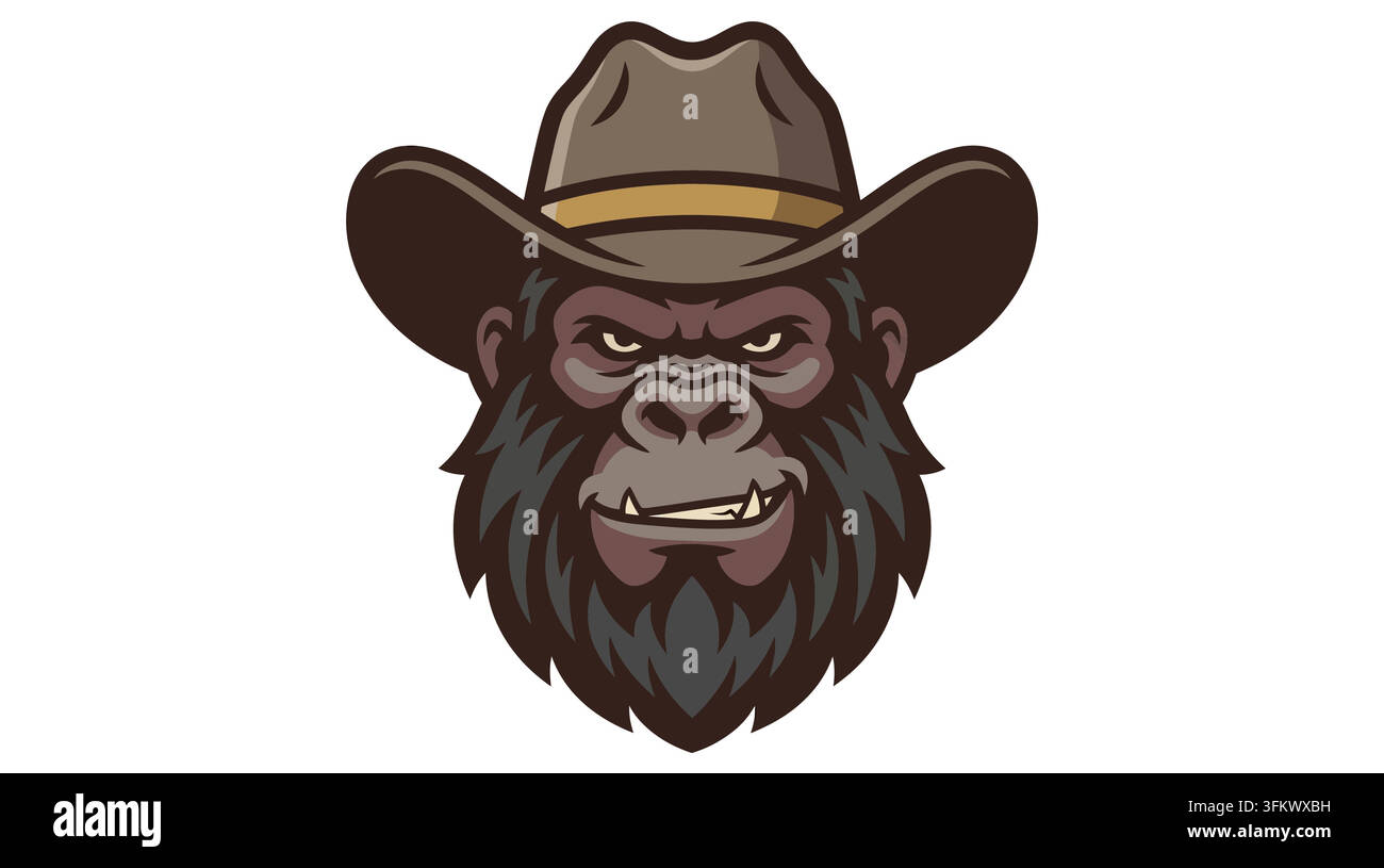 urious gorilla mascot logo vector, aggressive silverback ape esport design Stock Vector