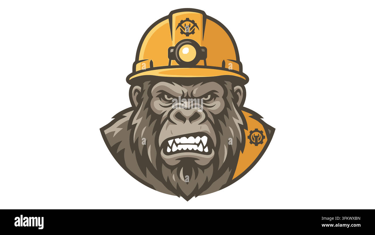 urious gorilla mascot logo vector, aggressive silverback ape esport design Stock Vector