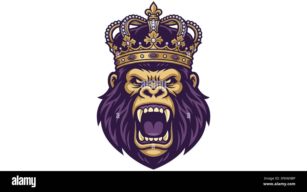 urious gorilla mascot logo vector, aggressive silverback ape esport design Stock Vector