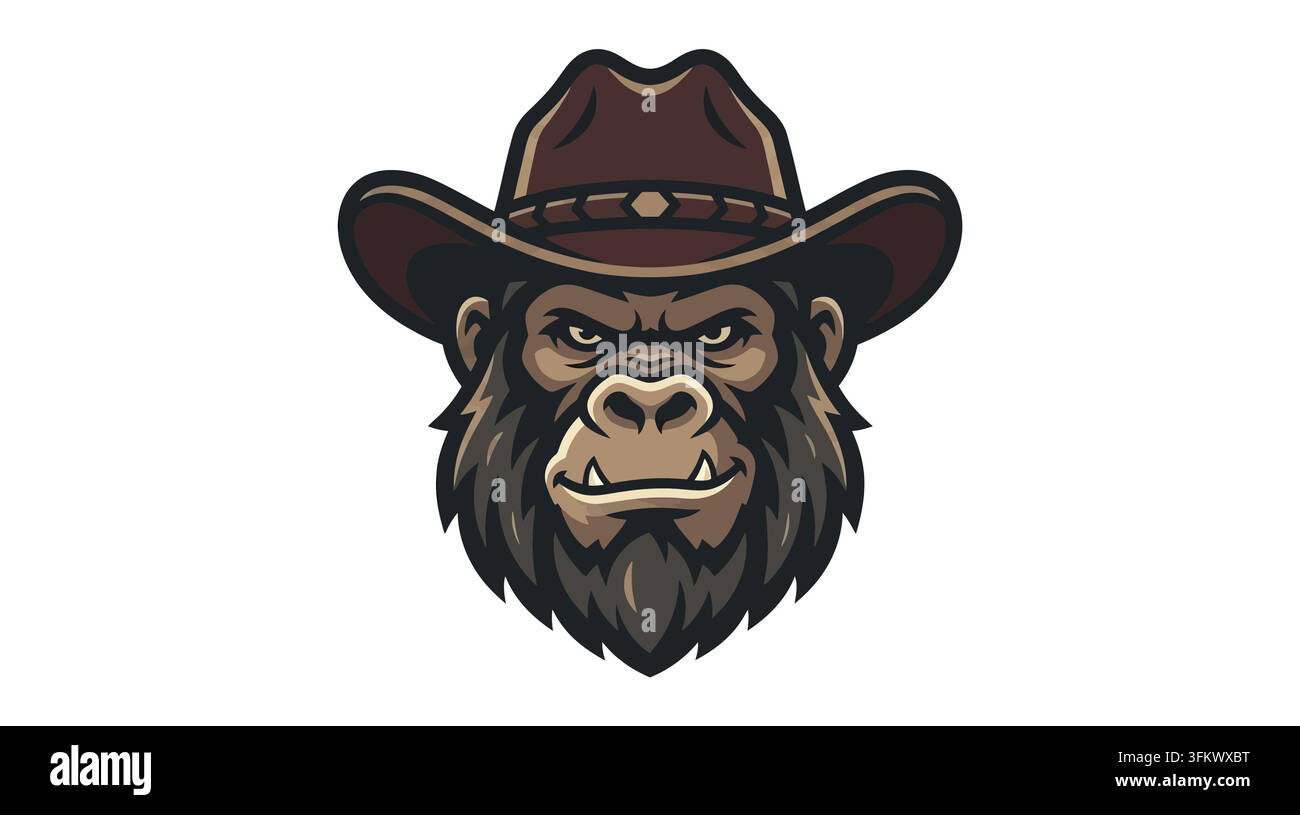 urious gorilla mascot logo vector, aggressive silverback ape esport design Stock Vector