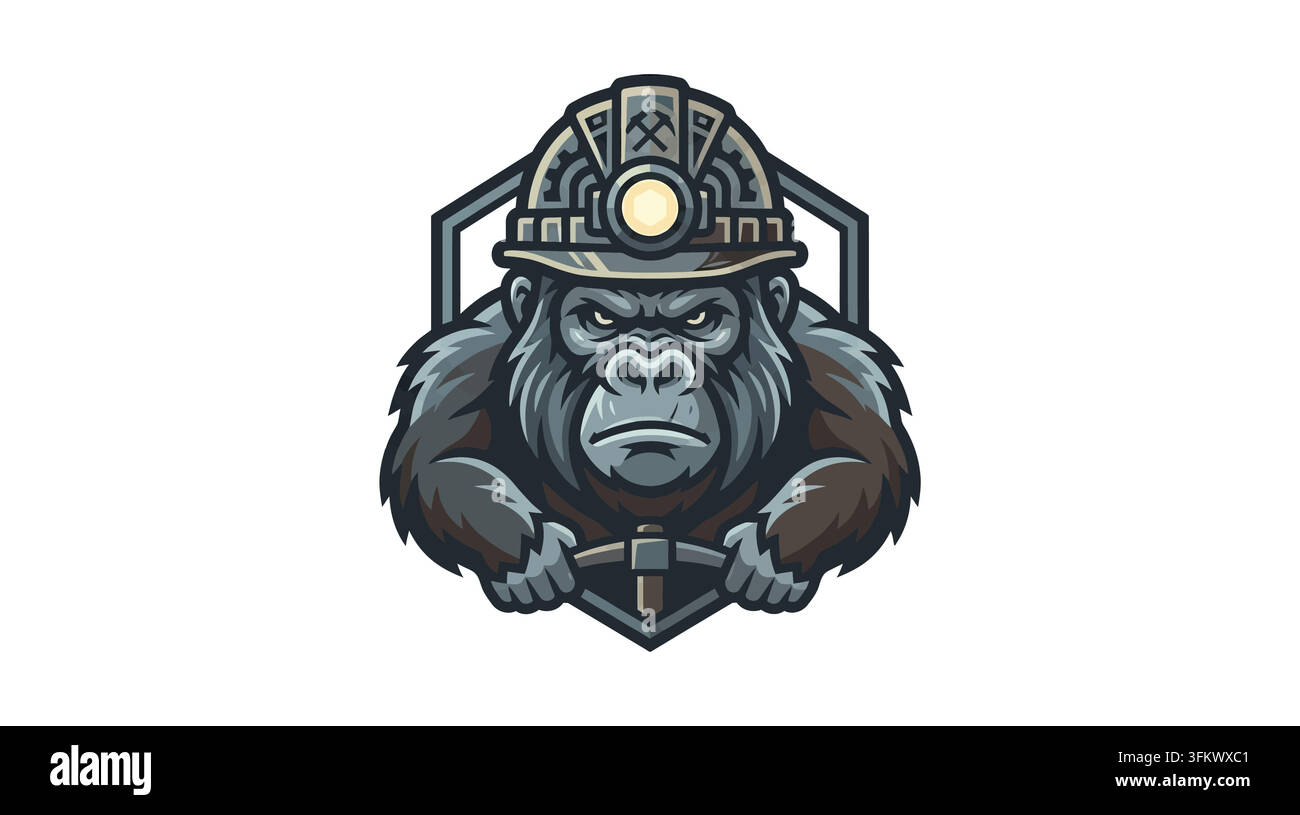 urious gorilla mascot logo vector, aggressive silverback ape esport design Stock Vector