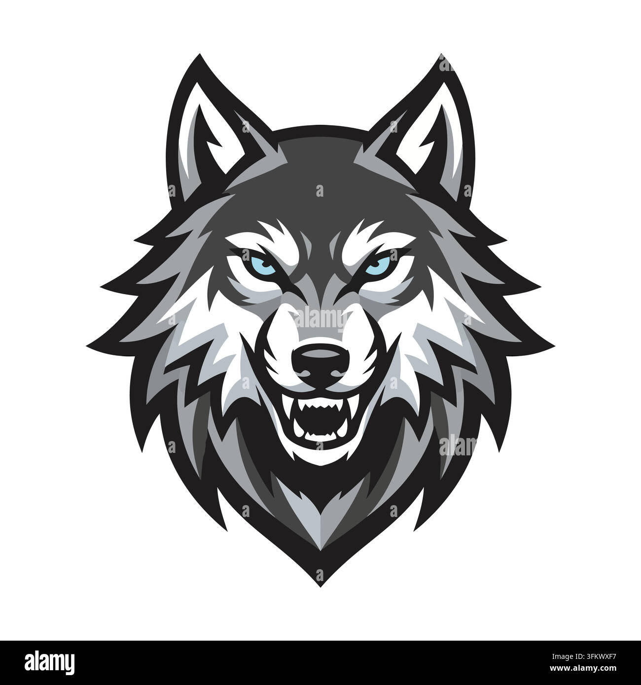 urious wolf mascot logo vector, aggressive alpha werewolf esport design Stock Vector