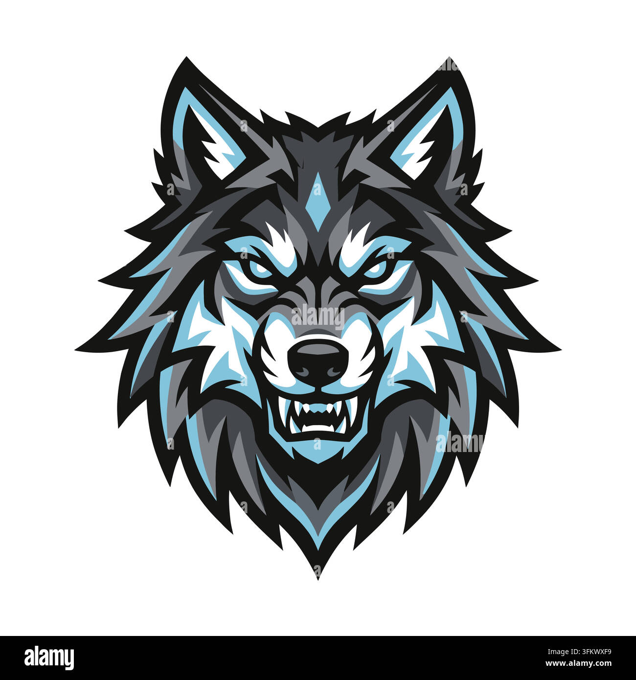 urious wolf mascot logo vector, aggressive alpha werewolf esport design Stock Vector