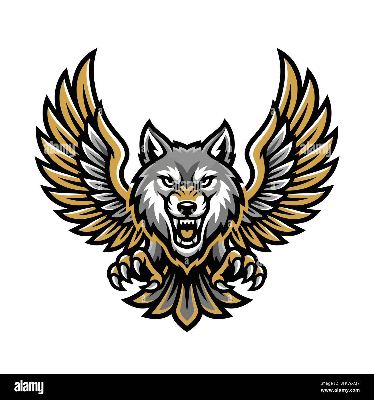 Unique Logo Wolves urious wolf mascot logo vector, aggressive alpha werewolf esport design ...