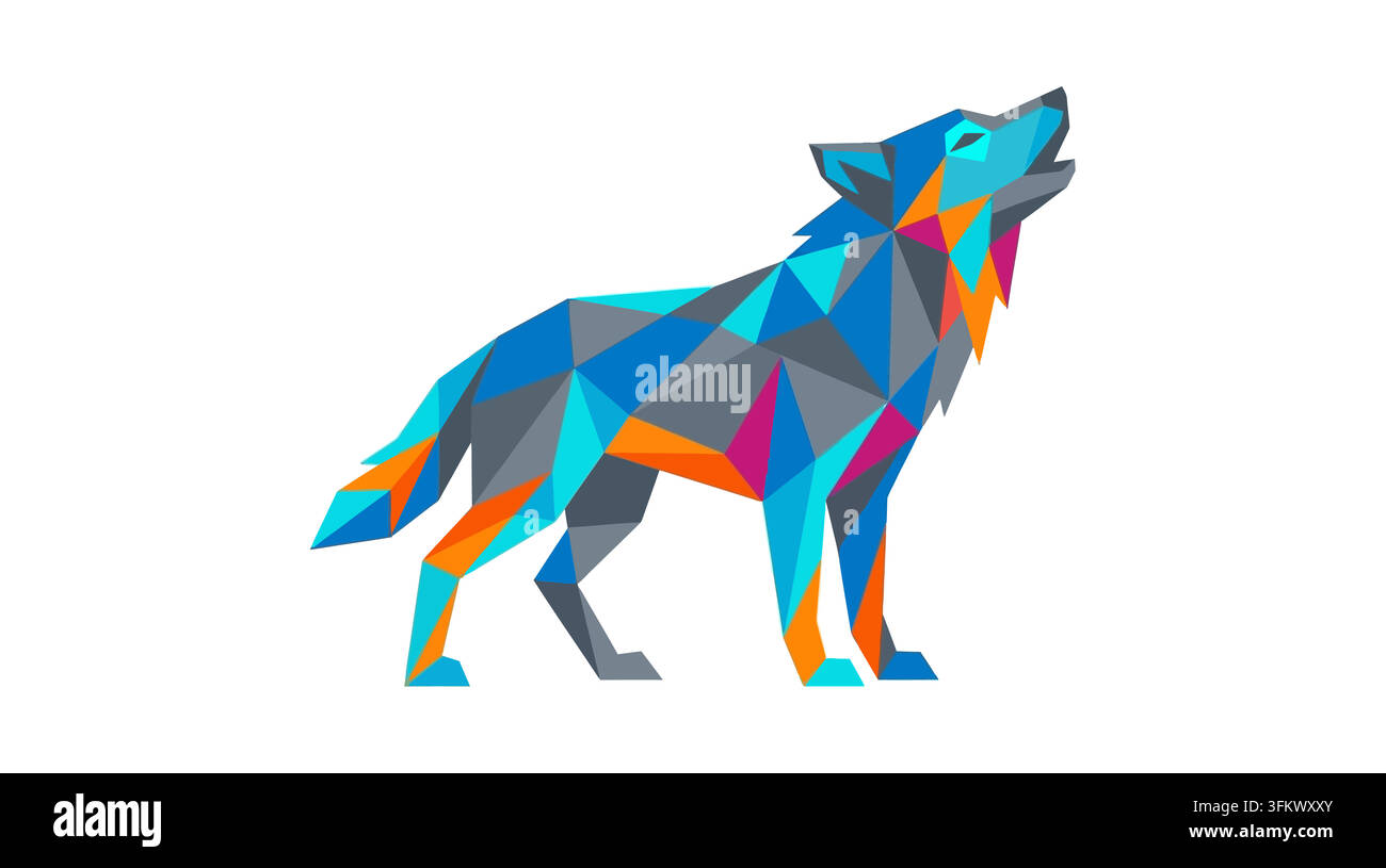 urious wolf mascot logo vector, aggressive alpha werewolf esport design Stock Vector