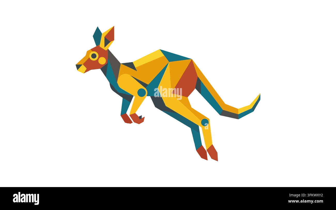 Kangaroo logo vector illustration, minimalist wild animal silhouette ...