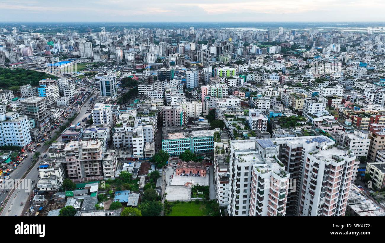 Aerial view of the dense urban cityscape of Dhaka featuring high-rise ...
