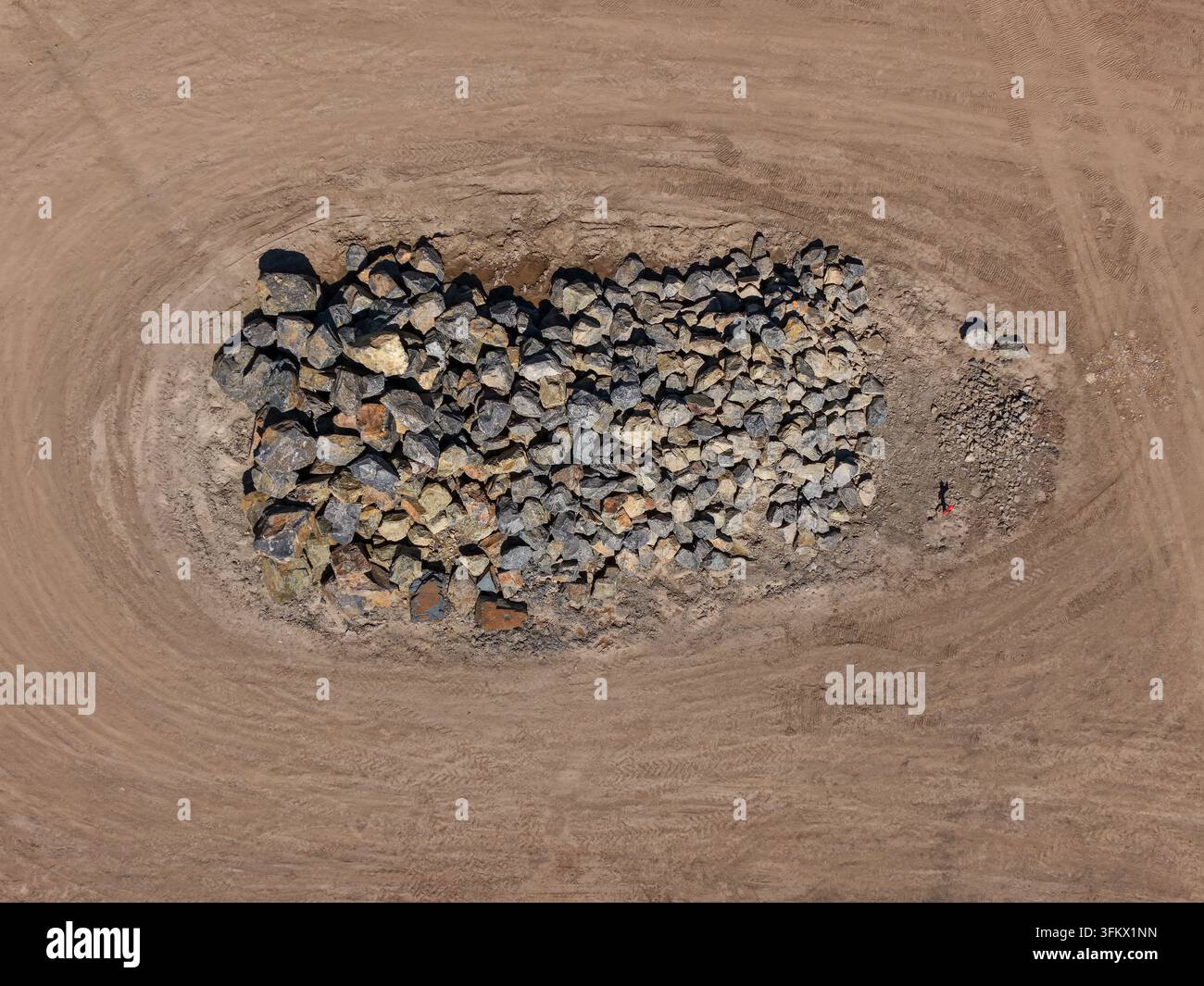Aerial View Rocks Aerial view of a large pile of rocks and boulders situated in the ...