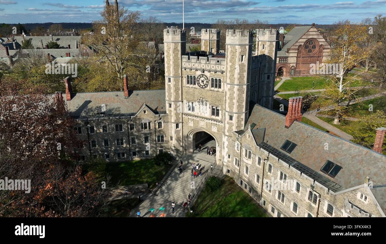 Aerial view of Blair Arch and the historic collegiate gothic ...
