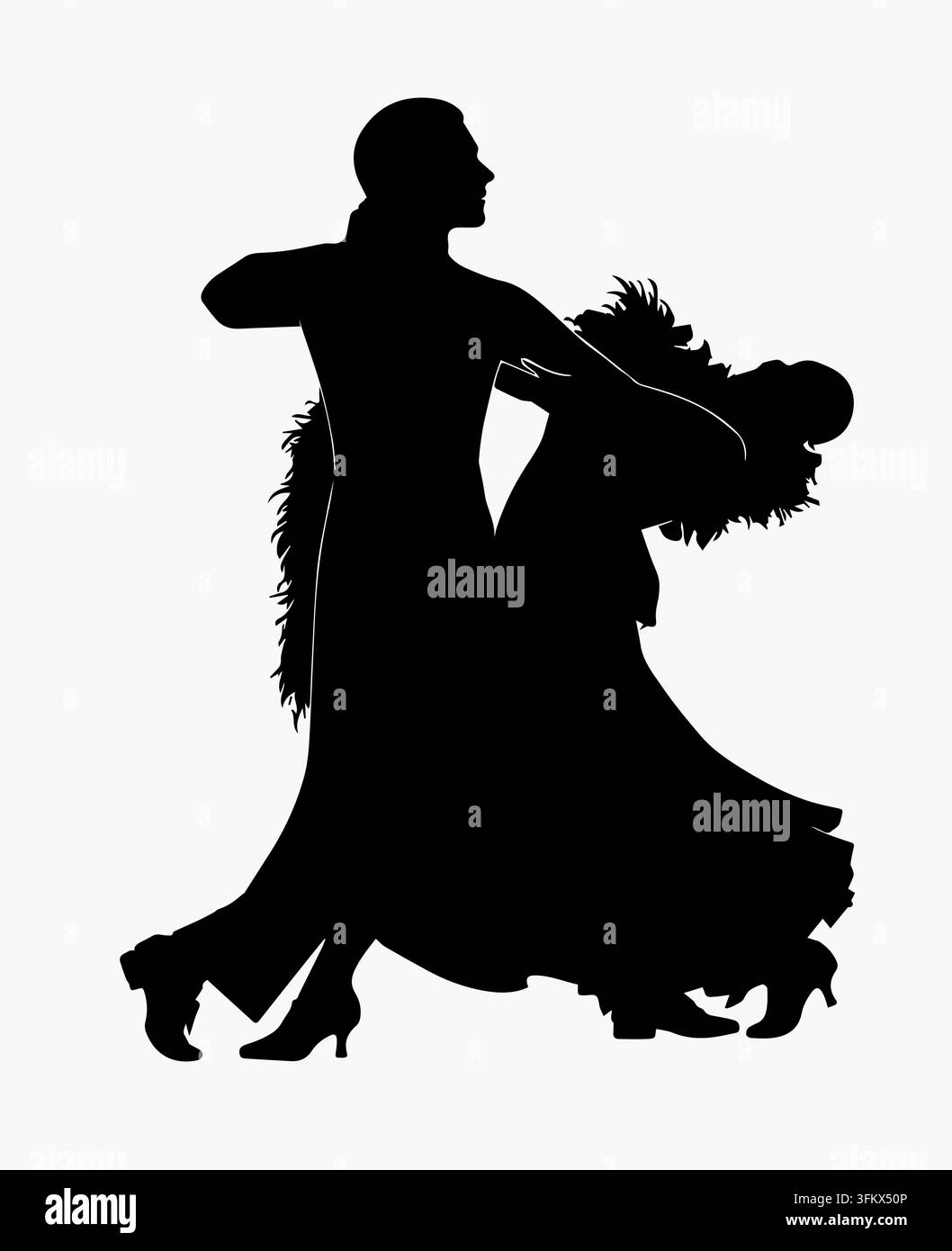 Ballroom dancing. Silhouette of a dancing couple. Vector illustration ...