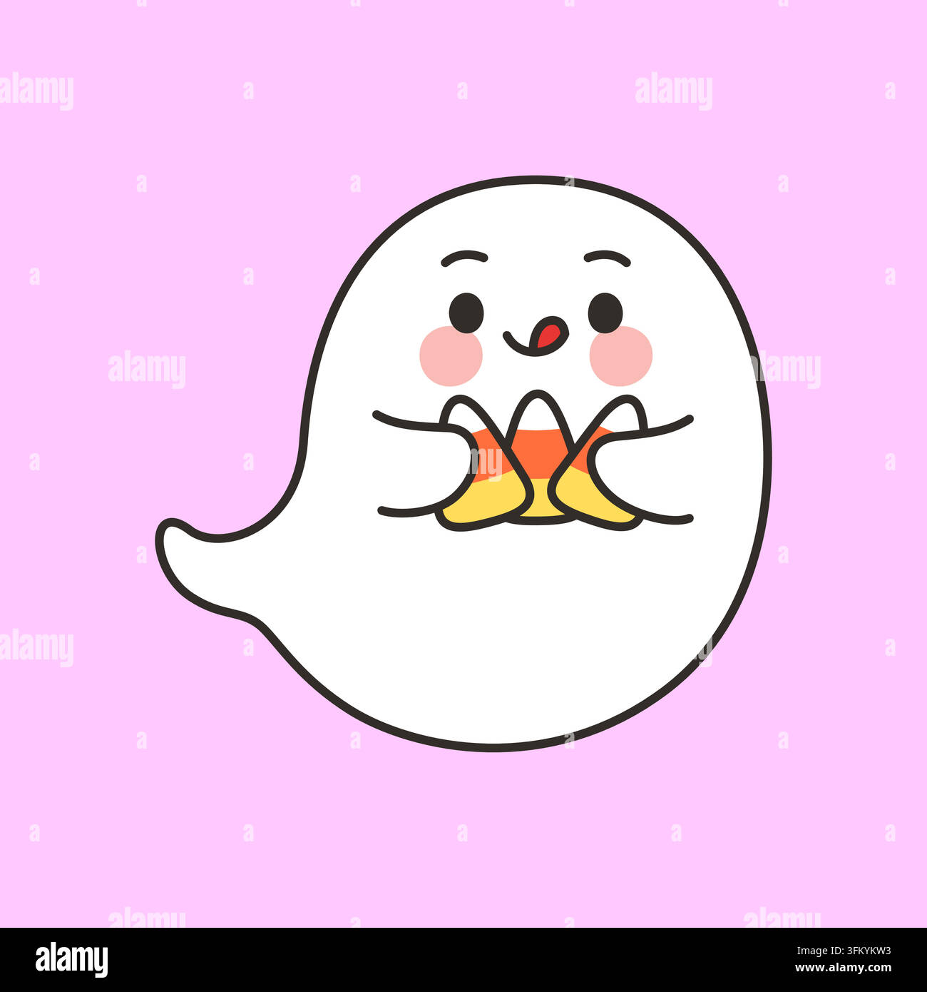 Cute Ghost Character Holding Candy Corn Vector Illustration Stock Vector