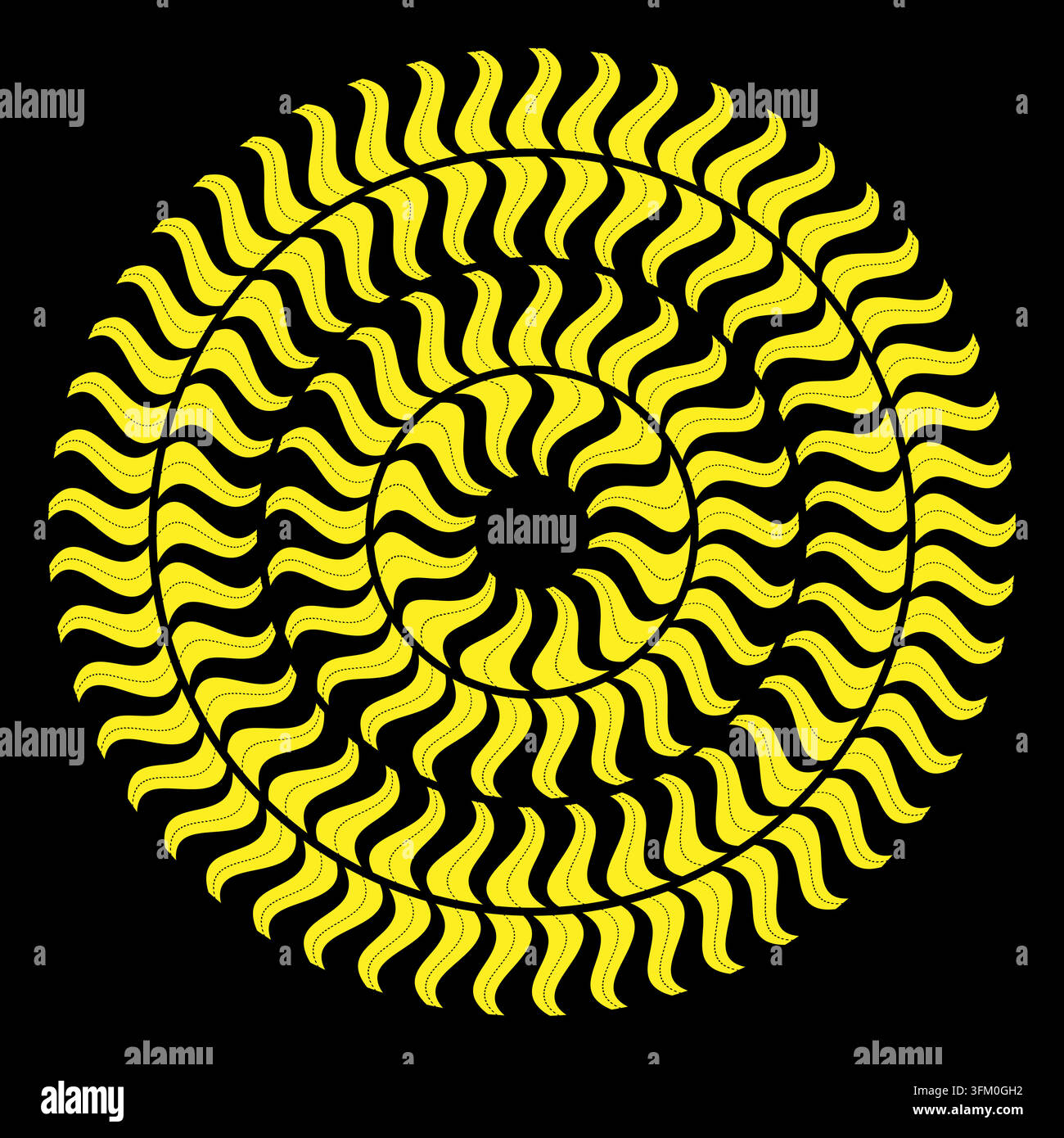 Circular spiral swirl wave mandala with yellow vector pattern. eps 10. Stock Vector