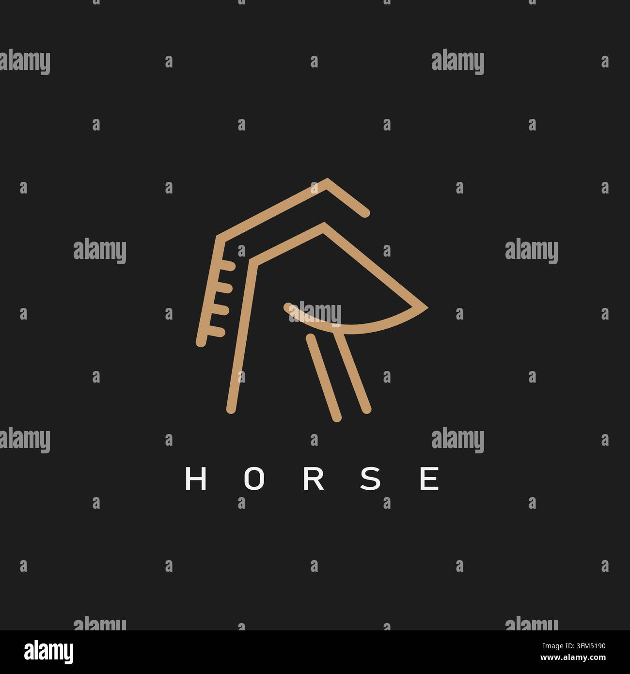 R letter horse line  icon logo vector concept design template web Stock Vector