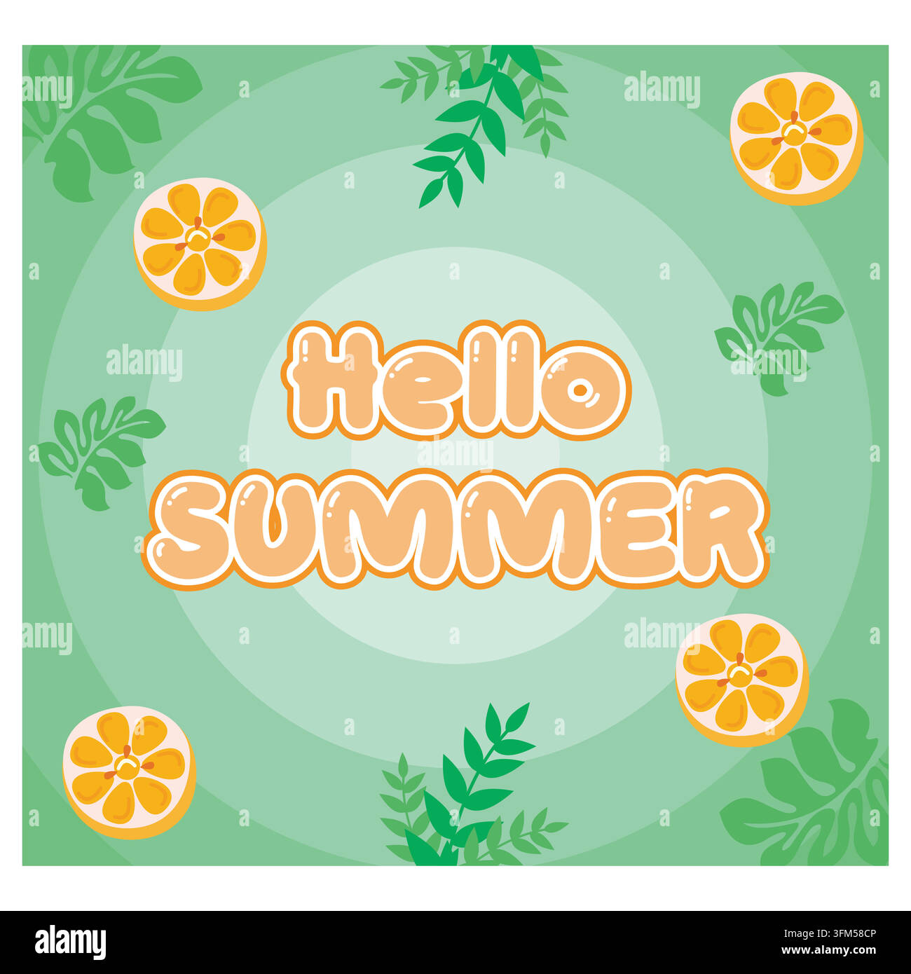 Colorful hello summer background design. Flat vector modern illustration Stock Vector