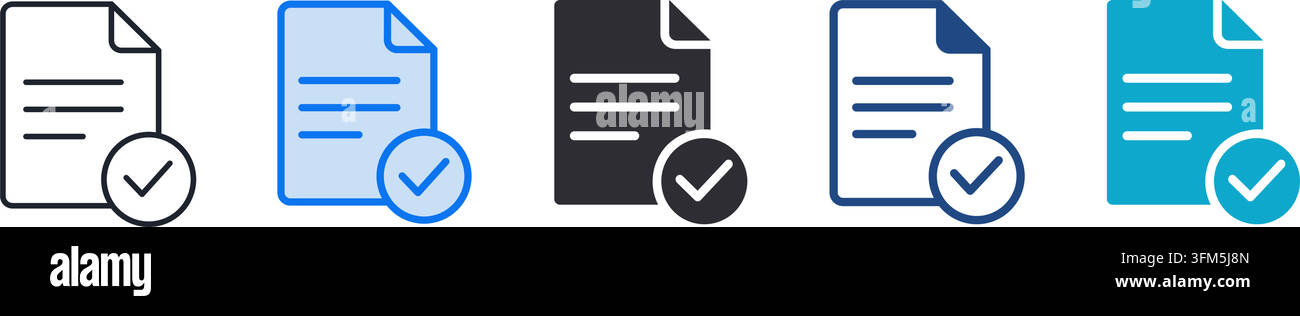 Document approval line icon collection. Editable stroke. Vector illustration. Stock Vector