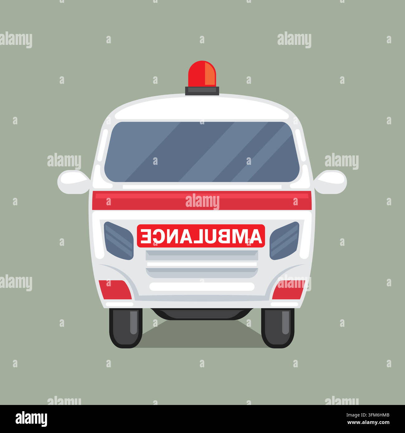 ambulance cartoon vector element front view design Stock Vector
