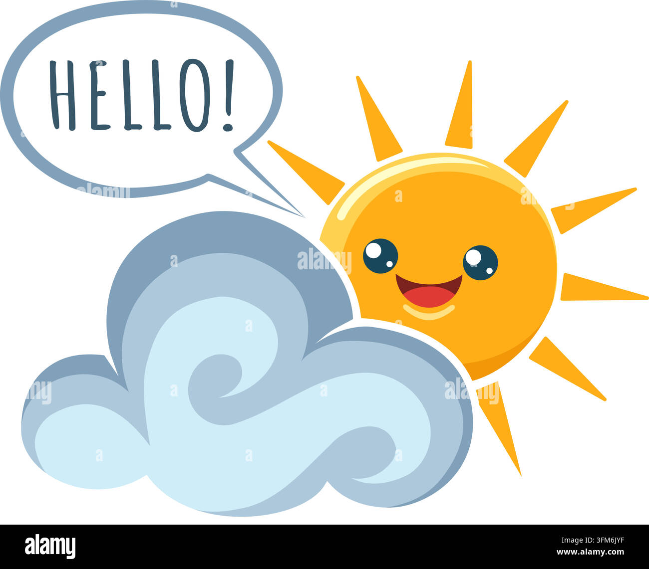 Cartoon smiling sun and cloud Stock Vector